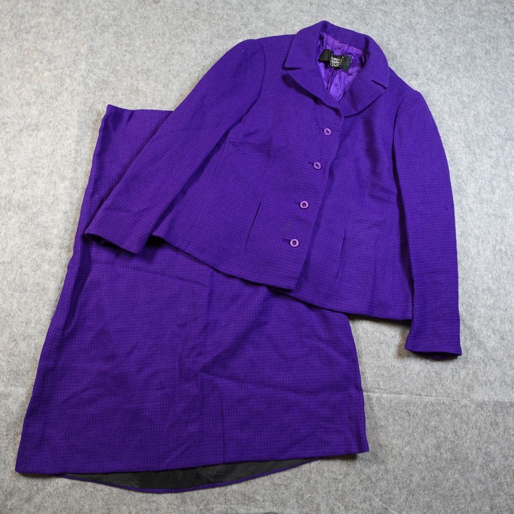VTG Bergdorf Goodman Suit Womens‎ Purple 2 Piece Skirt 36 Blazer 45 XL/2XL?